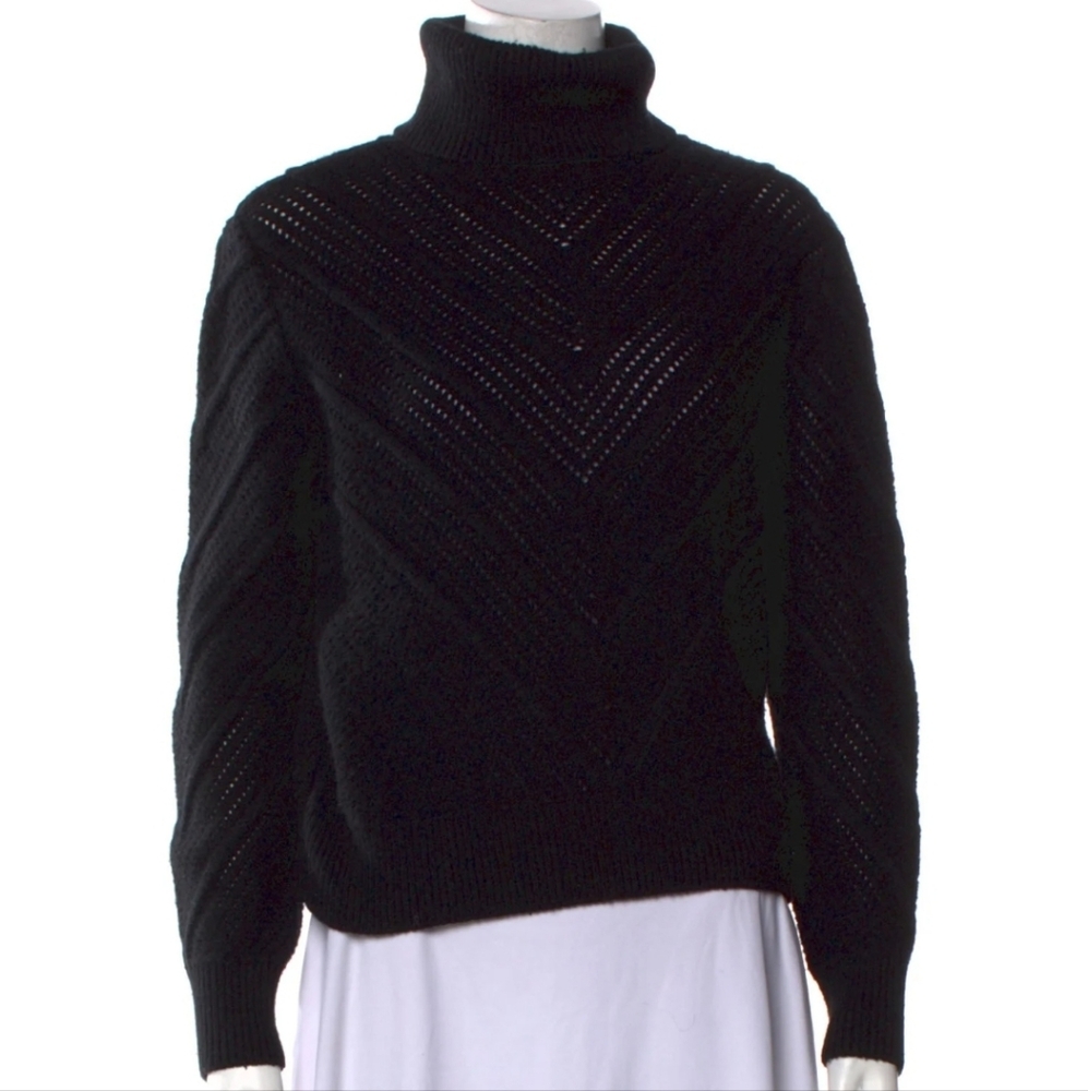 FRAME Cashmere Wool Black Turtleneck Sweater Sz S